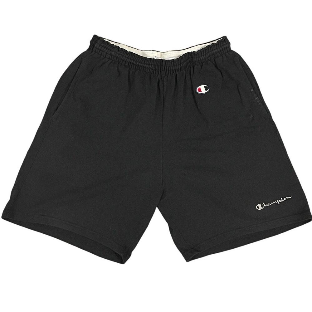 Vintage 90s Champion Black Cotton Gym Shorts Adult Large